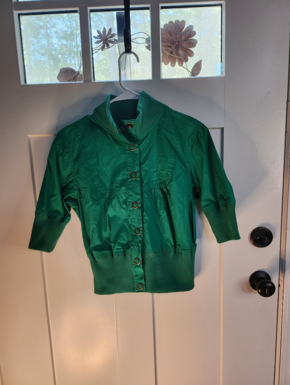 Body Central Bright Green Button-Up Jean Jacket